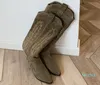 2023 Perfect Paris France Isabel Boots Ayakkabı Süet Kovboy Çizmeleri Tarzı Diz Yüksekliği Batıdan Esinlenilmiş Dikiş Dana Derisi