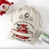 クリスマスギフトバッグコットンキャンバスサンタドローストリングバッグクリスマスキャンディーポケットサンタクロース鹿倉庫祭パーティーデコレーション35ピースT1i2332