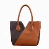 Star Style Bicolor Handbags Womens Handbag Two Color Leather Totes Purse Large Capacity Shopping Shoulder Bag Clutch Tote Wallet 4 Colors