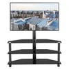 US Stock Svart Multi-Function TV Stand Höjd Justerbar Bracket Swivel 3-Tier Hem Vardagsrum Möbler W24105047