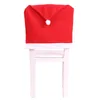 Cadeira de Natal Capa Papai Noel Chapéu Vermelho Coberturas Capas de Jantar Cadeira Cap Conjuntos para Decorações de Casas de Xmas Novo 60CMX50