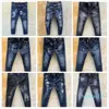 Hot sale-20ss mens jeans denim pantaloni strappati neri moda skinny stile rotto bici moto rock revival jean