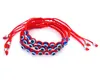 10pcs hecho a mano étnico de cuerda pulsera de ojos rojos Bule turca cadena pulsera trenzada Hombres Mujeres Amistad joyería ajustable