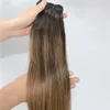 2/6 Estensioni dei capelli umani Balayage Highlights Fasci di tessuto per capelli umani marrone scuro Capelli vergini brasiliani Estremità spessa 100 grammi uno se3620735