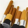 Bamboo Handle Makeup Brush Suit Natural Log Color Small Wooden Black Brushes Set Lady Beauty Environment Friendly Popular 12 5xy G2