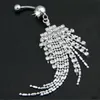 Diamond tassel belly ring Stainless steel sexy crystal Pierced Navel Bell Button Rings women fashion body jewelry