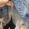 2020 Spring Autumn Fringed Chain Jeans Jacket Women Short Long Sleeve Denim Coats Girl Students Korean Loose Streetwear Overcoat