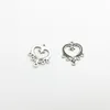 200PCs Antik Silver Heart Connectors Pendant Charms för halsband Smycken Göra fynd 21x19mm