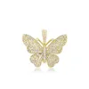 Hot Sale Tre Färg Djur Butterfly Hänge Halsband Iced Out Full Zircon Hip Hop Bling Smycken Gift