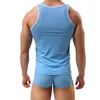 Mens Mesh Tank Top Casual Vest Strakke Mouwloze Tees Shirt Singlet Ademend Homebre Bodybuilding Homewear Night Sleepwear MX200815