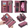 Caseme Magnetic Wallet Leather Case L￶stagbart multifunktionellt horisontellt Flip Leather-fodral med kortplats H￥llare blixtl￥spl￥nbok f￶r iPhone 14 13 12 11