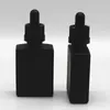 Bouteilles compte-gouttes de pipette de réactif liquide en verre givré noir de 30 ml Bouteille de parfum d'huile essentielle carrée Bouteilles d'huile de fumée e liquide LX23599509