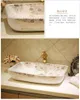 Rectangular shape Europe style chinese washbasin sink Jingdezhen Art Counter Top ceramic bathroom sink ceramic sink300b