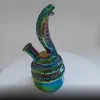 Красивый цвет радуги стеклянный бонг Cobra Pyrex толстый стеклянный бонг с фильтром для курения 5,2 дюйма с ручкой вниз, чаша водопроводная труба