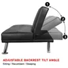 NIEUWE BLACK CONTERTIBLE SAFA bed met armleuning / 2 kop houders / linnen stof / metalen poten fauteuil bank thuismeubilair Eenvoudige montage w36814055