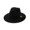 New Fashion Womens Fedora Hat Black Bowler Hat Men Autumn Winter Felt Wide Brim Jazz Fedora for Woman Drop WH7011760729