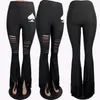 Bootcut-Hose für Damen, Schlaghose, Legging, Freizeithose, Modedruck, sexy Lochbein-Sporthose für Damen, klw4677