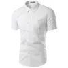 Męskie Koszule Męskie Wypoczynek 2021 Masculina Chemise Homme Lato Solid Color Business Slim Fit Krótki Rękaw Mody Koszula