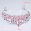 Nowa Moda Barok Luksusowy Różowy Kryształ Korona Bridal Tiaras Kobiety Diadem Tiaras Dla Dziewczyny Bride Wedding Włosy Akcesoria Y200807