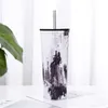 17oz Isolerat stål Skinny Tumbler med lock Halm Dubbelvägg Vakuum Förseglad resa Kaffe Tumblers Bussiness Gifts Muggar kan anpassas