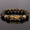 Reichtum und Glück Chinesische Fengshui Pixiu Unisex Armband Männer Frauen Armbänder Obsidian Perlen Armband Schmuck Geschenk