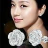 New Arrival Jewelry 925 Sterling Silver Stackable Rose Flower Zircon Crystal Stud Earrings for Women Girl Pendientes6447891