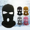 Banie Balaclava hiver chapeau plein visage masque de ski chaud 3 trous tricoté blanc extérieur noir7096326