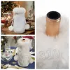 Sac à cordon créatif porte-bouteille de vin en peluche blanc pur restaurant ensemble de vin de Noël décoration de Noël T2I51308