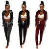 Kvinnor Vele Lounge Wear sätter 2st Crop Top Suit Ladies Track Set Autumn Casual Streetwear Clubwear Dropshipping