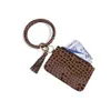 Women Fashion Leopard Leather Bracelet Keychain Credit Card Wallet O Key Rings with Tassel Wristbands Clutch Purse B177F3853087