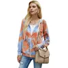 Women Cardigans Coats Female Tir Dyed Outwere Long Sleeve Rompers With Hoodles Fashion Ladys Casual Loose Coat Blouse Female Clothing LSK884