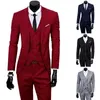 2020 Высококачественные мужчины Blazer Masculino Thin Suits Модная одежда Сложная три куски костюма Blazer (куртка+дно+жилет)