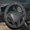 Housse de volant de voiture en daim synthétique noir bricolage cousue à la main pour Ford Mondeo Fusion 2013-2019 EDGE 2015-2019216e