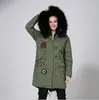 Grande taille femmes manteaux de fourrure de lapin fourrure de raton laveur noir marque Meifeng doublure en fourrure de lapin noir longues femmes drapeau britannique parkas de broderie perlée