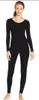 Dames Lycra Spandex Plus Size Full Bodysuit Dance Ballet Gymnastics Leotard Catsuit Volwassen Zwarte Lange Mouw Unitard