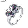 Blaike Anelli con zirconi con ala di farfalla multicolore per le donne Gioielli di fidanzamento color argento Birthstone Regali di San Valentino1