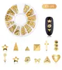 1 Box Roda Gold Silver metal Nail Art Decoração oco Mixed New Designs DIY Unhas Studs Riverts Manicure Acessórios