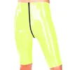 12 Colors High Waist Knee Length Pants Ladies Wet Look PVC Skinny Shorts Sexy Pencil Open Crotch Zipper Pants Nightclub Costume