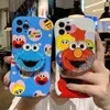 Mytoto Cartoon cookie monster sésame street Elmo coque de téléphone pour iPhone 11 Pro MaX XR XS Max X 8 7 Plus grille support pliable arrière Co2021395