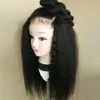 Парики Kinky Straight Wig 13x4 Lace Front, имитация человеческих волос, парики для женщин, предварительно выщипанные с детскими волосами, синтетические волосы, итальянский лак Yaki lac