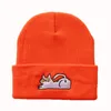 Женщины Beanie Gorros Зимние шапки Шляпы волос Шапочки Ленивый Cat вышивают Bonnet Для девочек Акриловая Hat