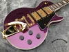 China Electric Guitar OEM Shop Electric Guitar Brilliant Purple Metal Color Three Pickup Big Jazz Vibrato System2560941