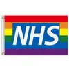 5 tipos 90x150cm Cor Viva Obrigado Flag NHS Bandeiras Bandeiras para Flag parede Decoração Bandeira enfermeira de saúde Doctor Rainbow Heart Gratidão