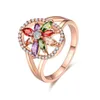 Vackra ringar för kvinnor diamantringar mode smycken bröllop ring set 18k ros guld kristall ädelsten ringar