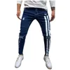 Trendiga män mager jeans cyklist förstörde frayed fit denim rippade denim byxor sidor rand blyerts byxor hip hop streetwear246o