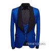 Nach Maß Royal Blue Jacquard Groomsmen Bräutigam Smoking Schal Revers Männer Anzüge Hochzeit Mann Blazer 3 Stück Kostüm Homme1