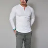 Camisetas para hombres Base Tees Sólido Top T SHIRT Otoño Manga larga Algodón Slim Fit Hombres Muscle Gimnasio Camiseta Casual Talla grande