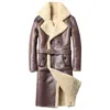 天然羊のせん断ジャケット男性冬の革のジャケットメンズ本物の毛皮のコートロングビンテージシープスキンコートWP17A383