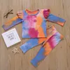 Baby Tie Dye Clothing Sets Lange Mouw Top + Broek 2pcs / Set Boutique Girls Breien Outfits M2567