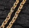14K Iced Spike Link Diamond Chain Necklace &Bracelet Cubic Zirconia Jewelry 18inch 18inch Gold Silver Chain